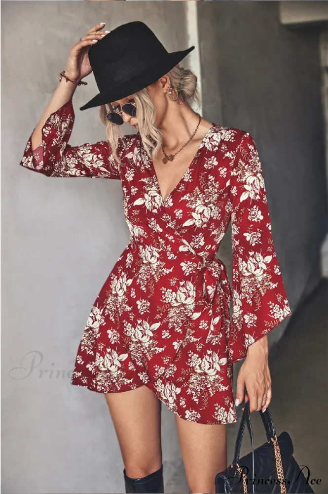 Arm Gown with Irregular Flared Flowered Design - Image 3
