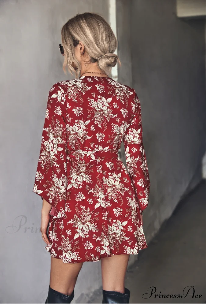 Arm Gown with Irregular Flared Flowered Design - Image 4