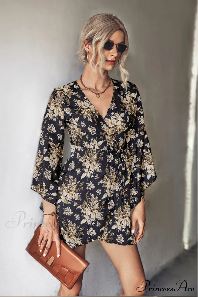 Arm Gown with Irregular Flared Flowered Design - Image 5