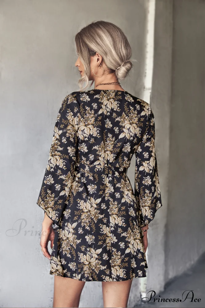Arm Gown with Irregular Flared Flowered Design - Image 6