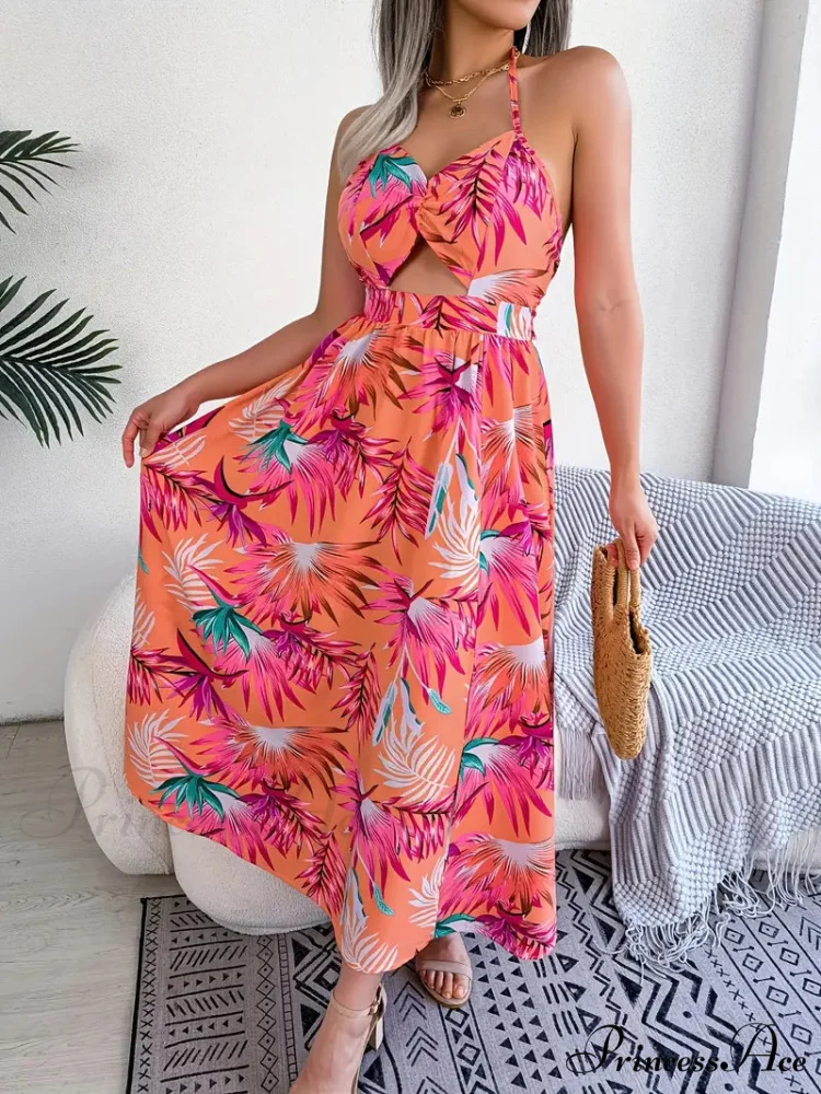 Tie Cutout Design Full-Length with Gown Flowered Back - Image 4