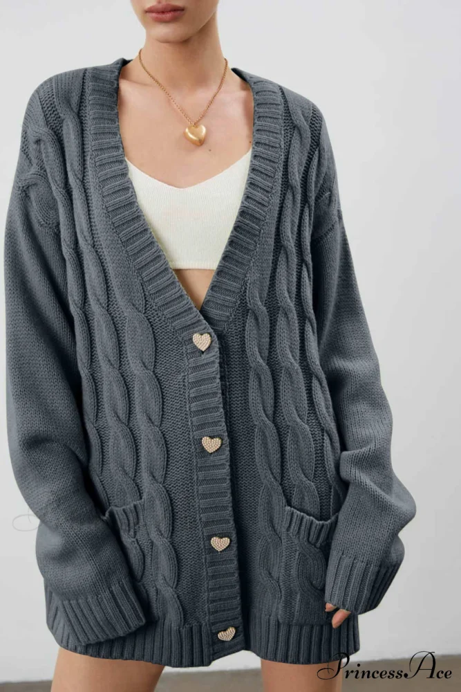 Single-breasted Knit Cable Cardigan - Image 6