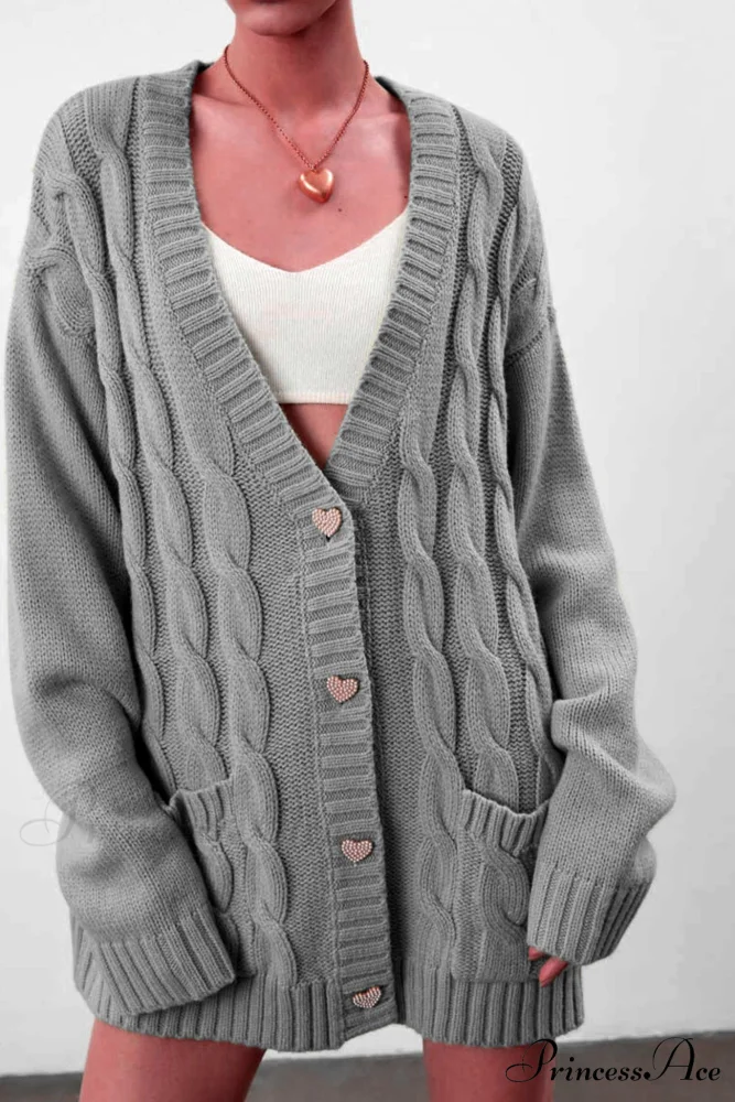 Single-breasted Knit Cable Cardigan - Image 7