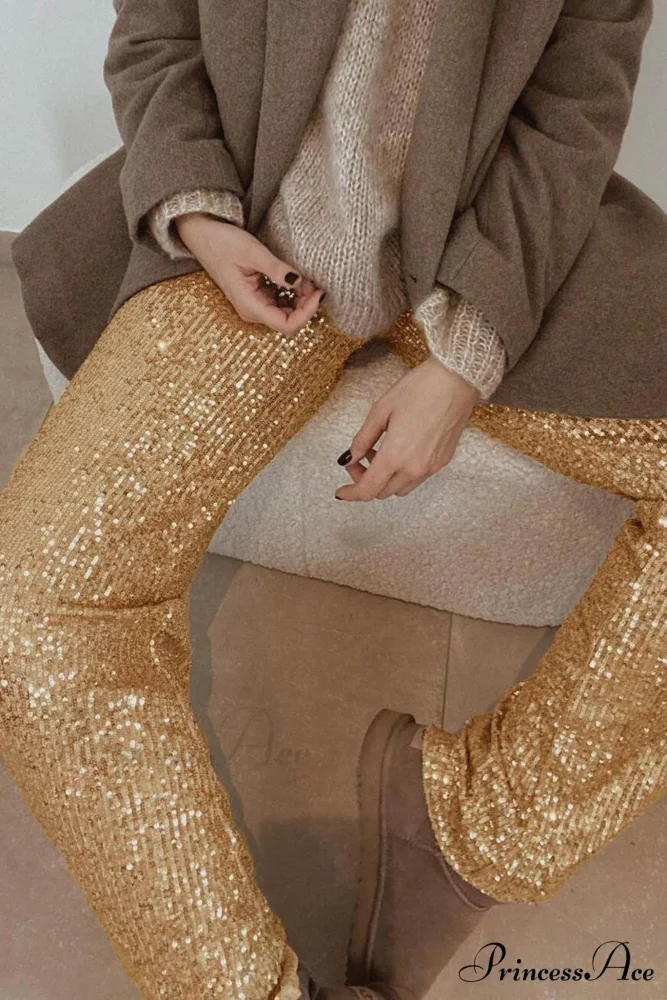 Sequin Long Straight Pants - Image 3