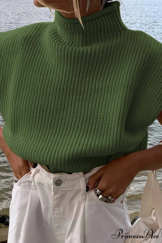 Neck Mock Sleeveless Sweater - Image 10