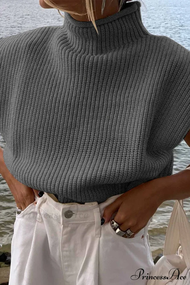 Neck Mock Sleeveless Sweater - Image 11