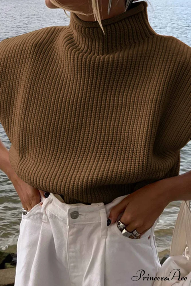 Neck Mock Sleeveless Sweater - Image 12