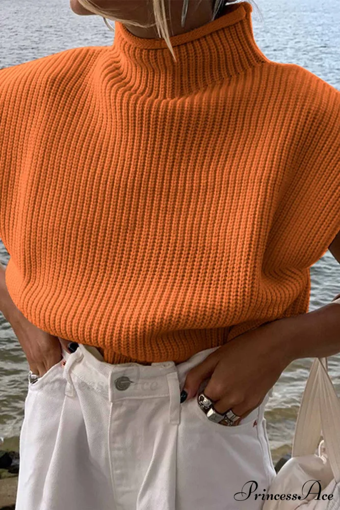 Neck Mock Sleeveless Sweater - Image 13