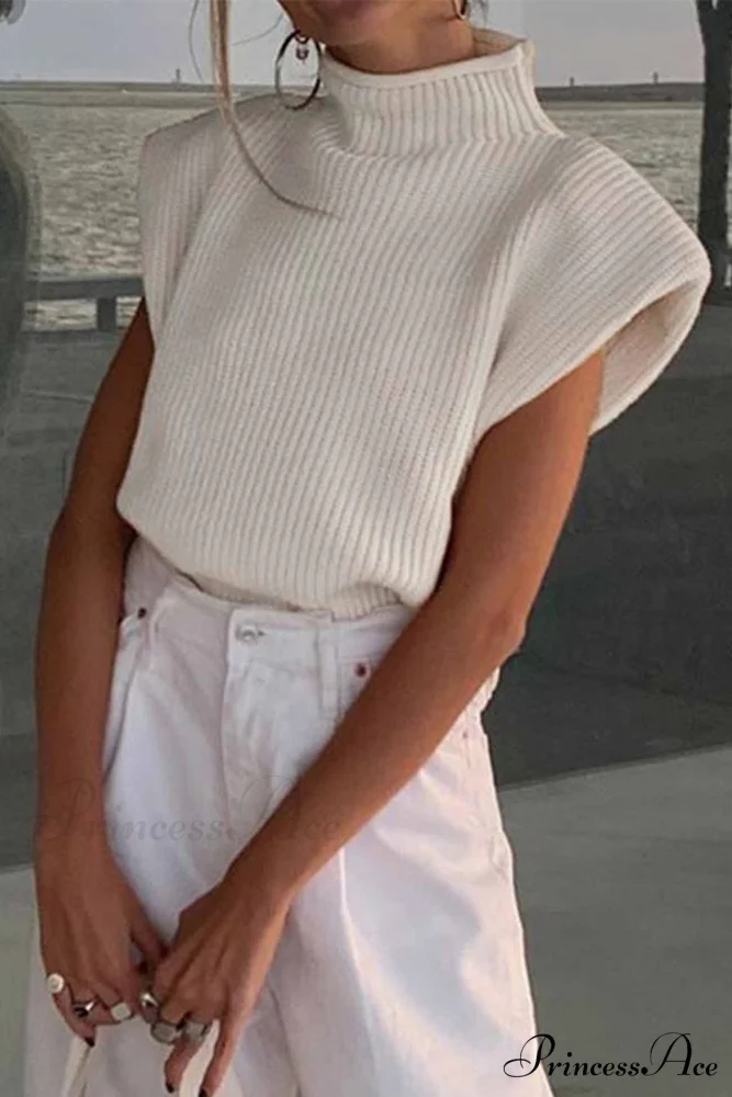 Neck Mock Sleeveless Sweater - Image 2