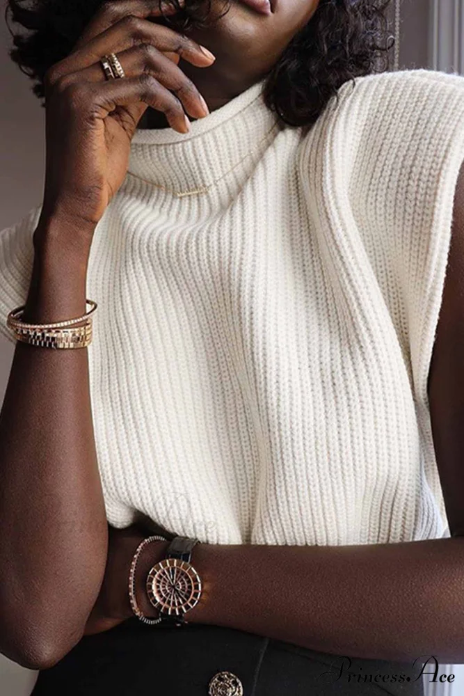 Neck Mock Sleeveless Sweater - Image 3