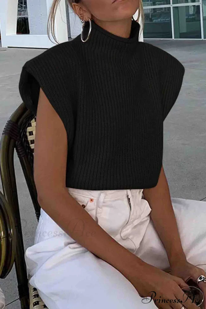 Neck Mock Sleeveless Sweater - Image 4