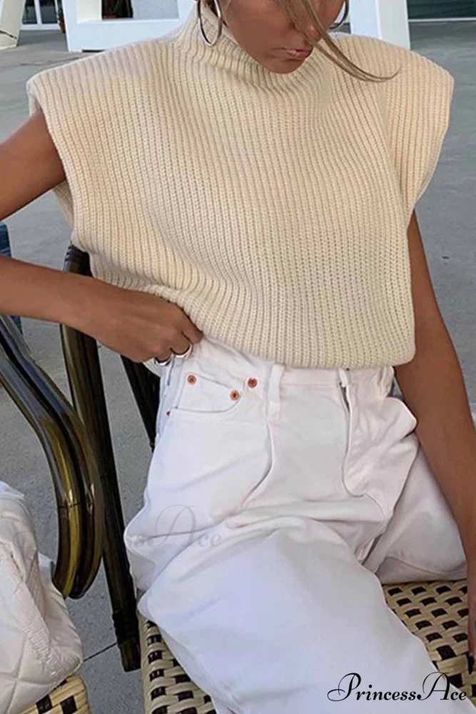 Neck Mock Sleeveless Sweater - Image 6