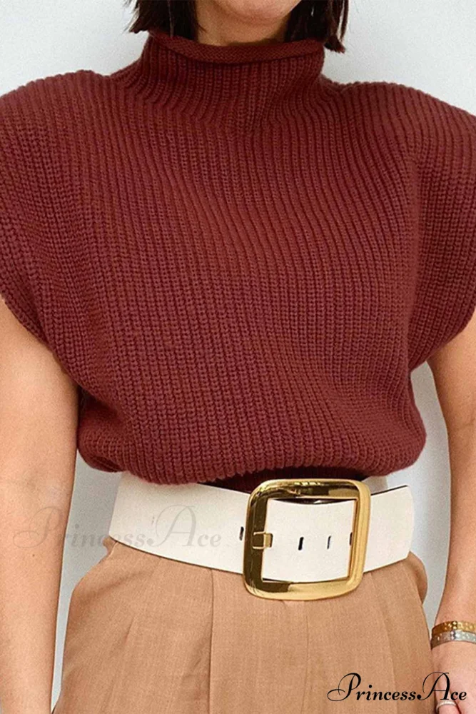Neck Mock Sleeveless Sweater - Image 7