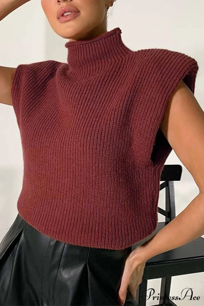 Neck Mock Sleeveless Sweater - Image 8