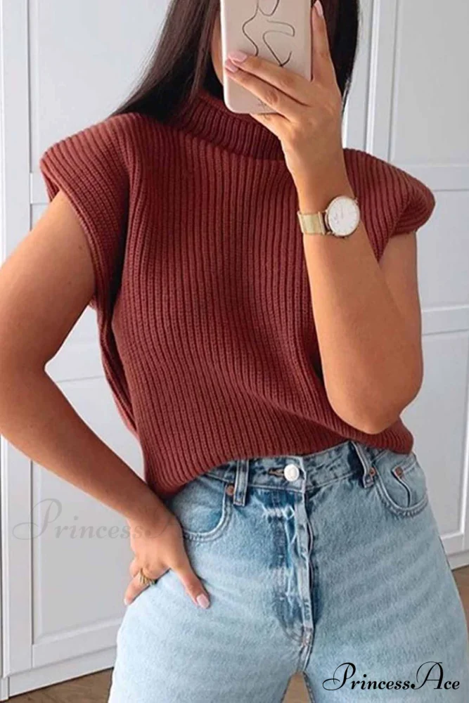 Neck Mock Sleeveless Sweater - Image 9