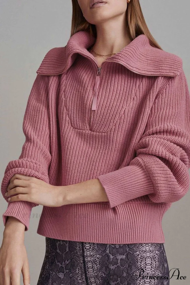 Lapel Zipper Sweater - Image 14