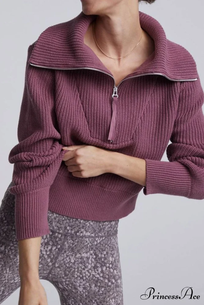 Lapel Zipper Sweater - Image 16