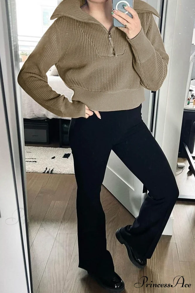 Lapel Zipper Sweater - Image 3