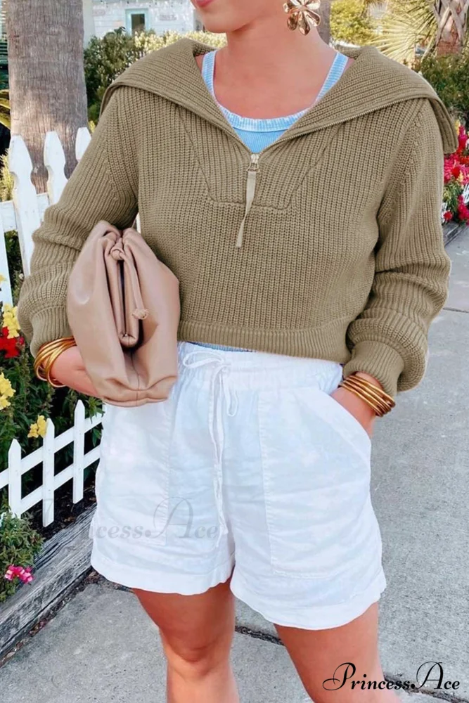 Lapel Zipper Sweater - Image 4