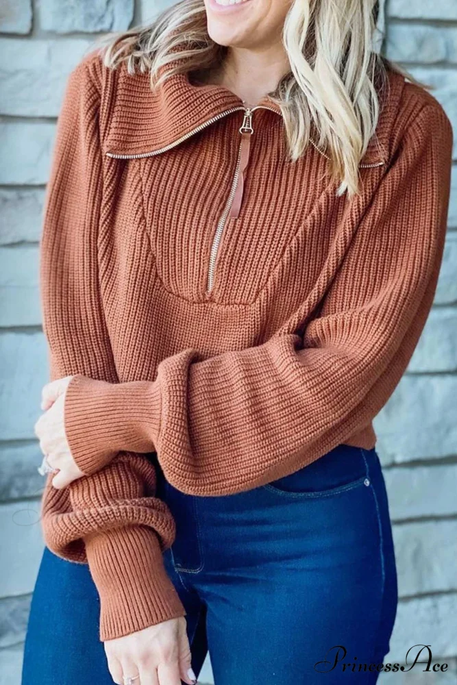 Lapel Zipper Sweater - Image 5