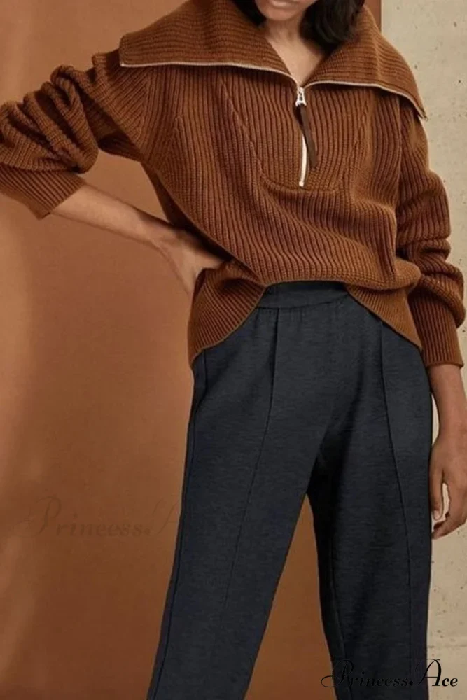 Lapel Zipper Sweater - Image 6