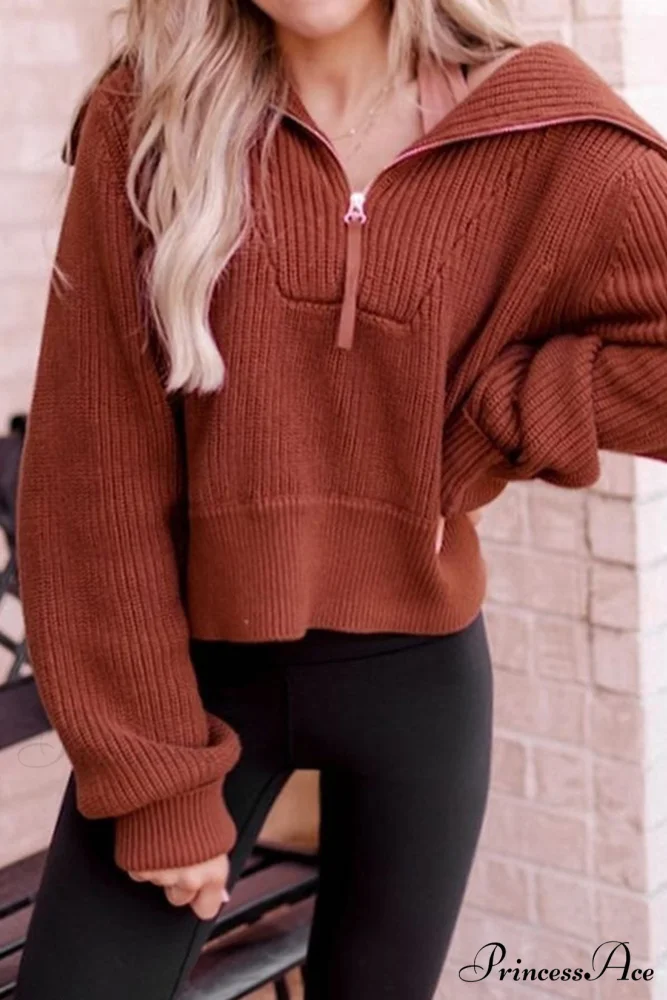 Lapel Zipper Sweater - Image 7