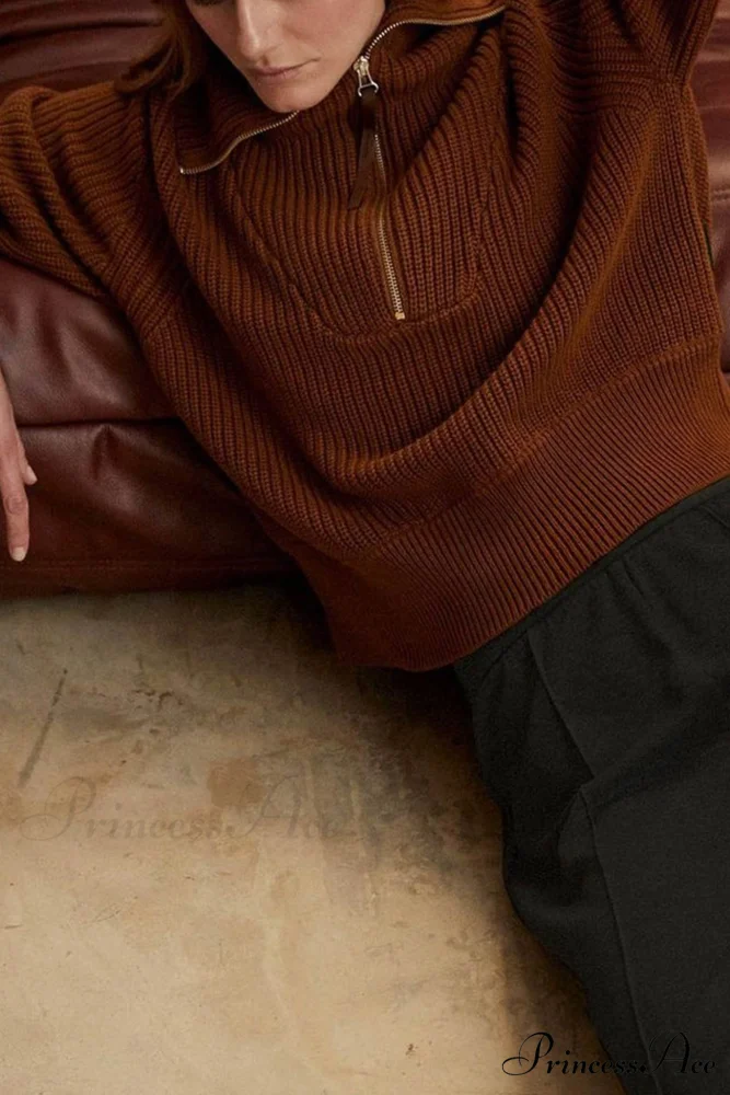 Lapel Zipper Sweater - Image 9