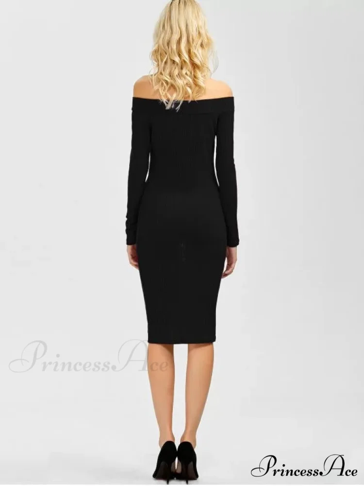 Bodycon Long Shoulder Arm Off Dress - Image 2