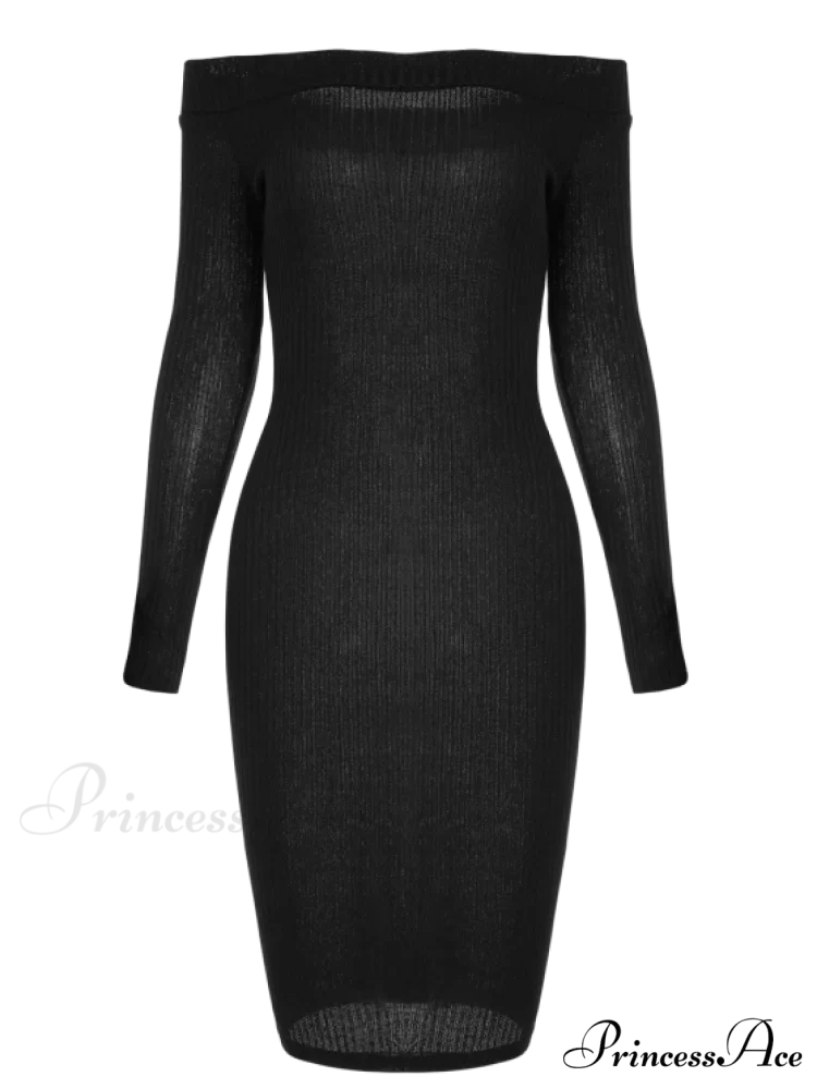 Bodycon Long Shoulder Arm Off Dress - Image 4