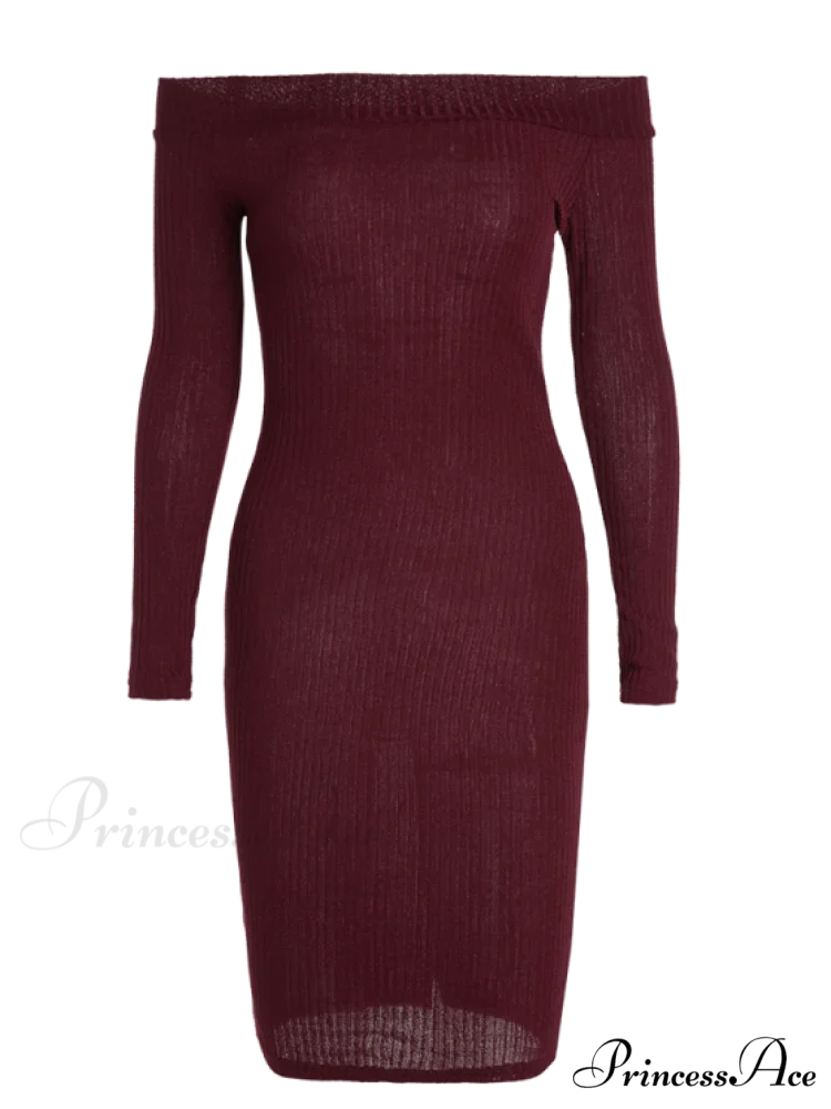 Bodycon Long Shoulder Arm Off Dress - Image 7