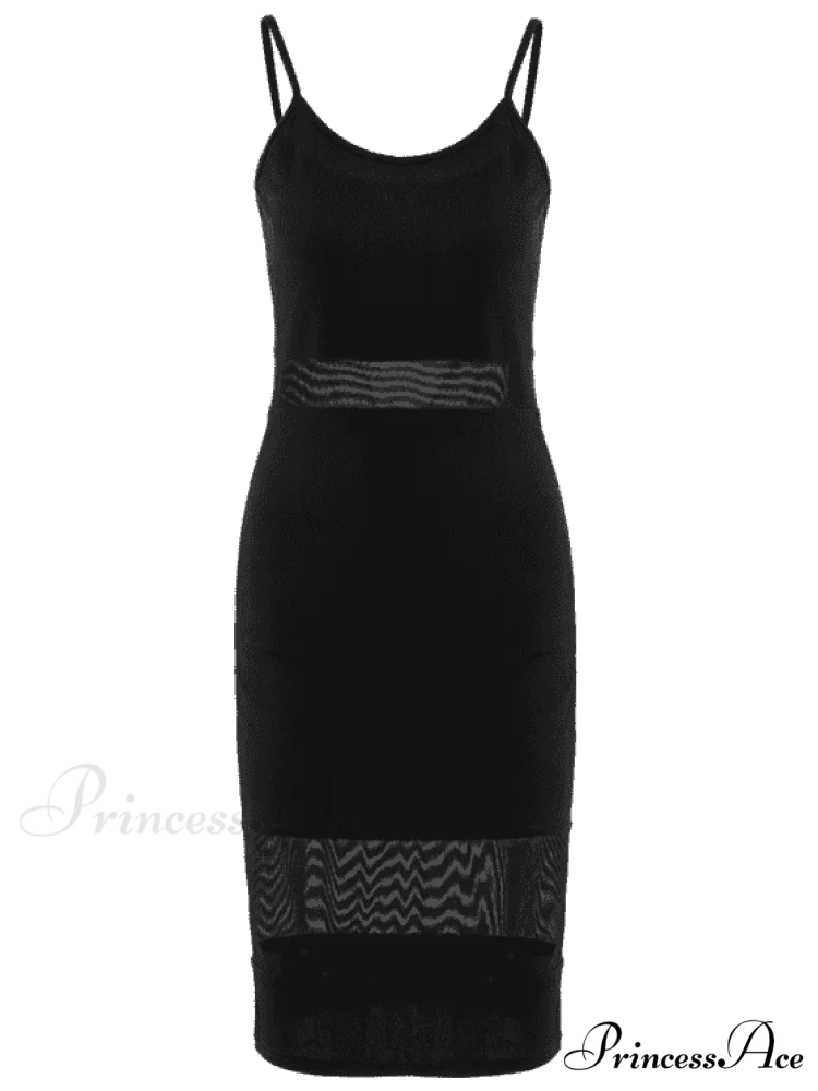 Sheath Mesh Panel Cami Dress - Image 4