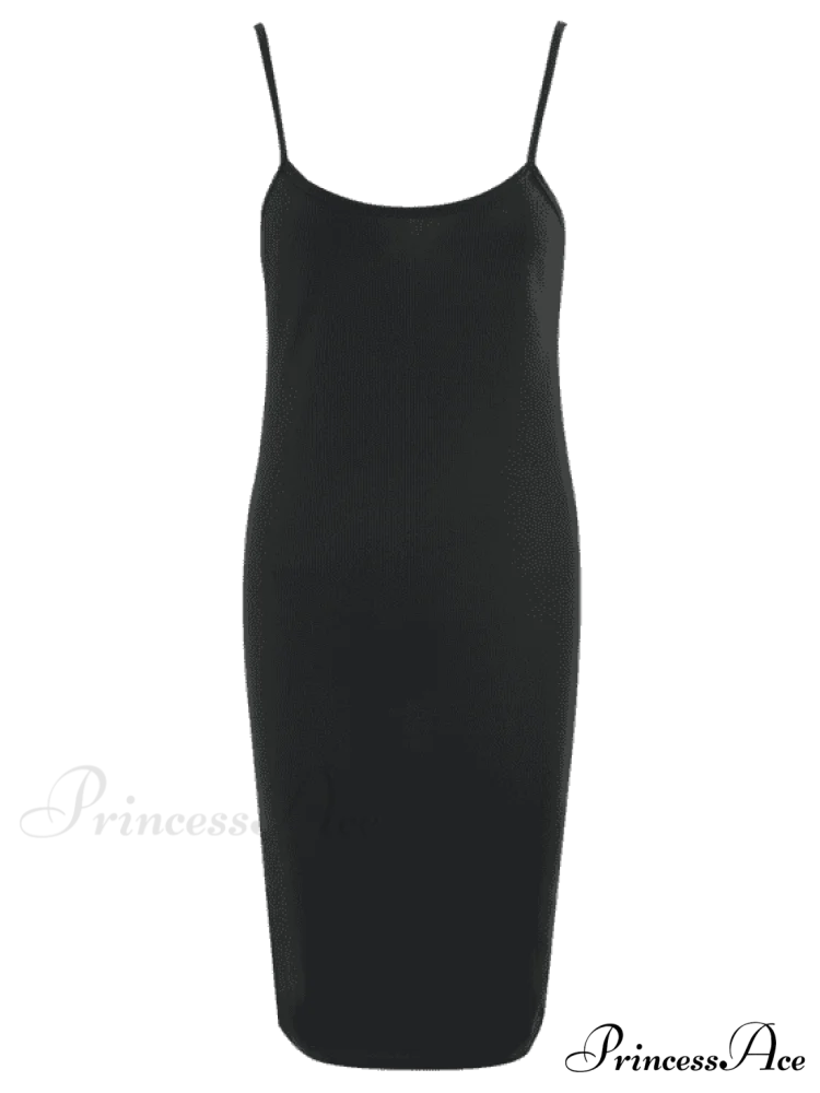 Slip Bodycon Ribbed Slit Dress - Image 4