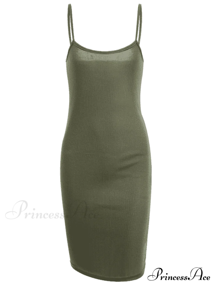 Slip Bodycon Ribbed Slit Dress - Image 6