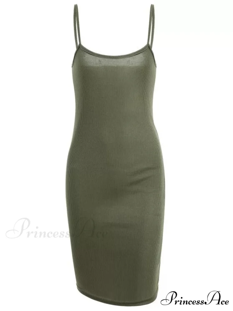 Slip Bodycon Ribbed Slit Dress - Image 8