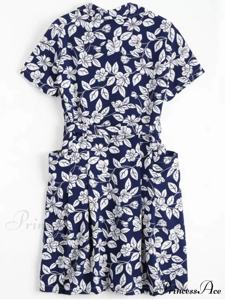 Belted Vintage Flowered Blouse Dress - Image 2