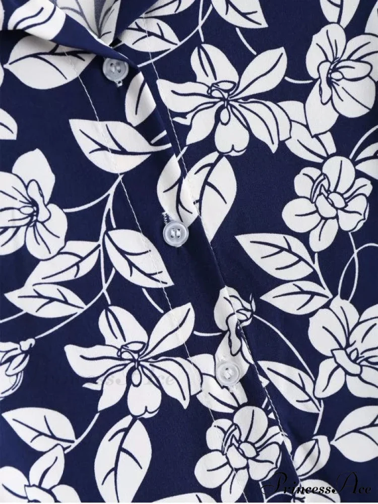 Belted Vintage Flowered Blouse Dress - Image 4