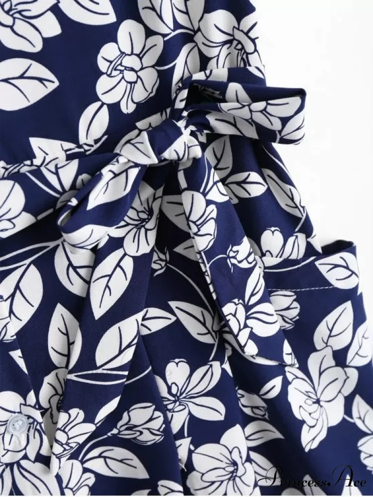 Belted Vintage Flowered Blouse Dress - Image 5