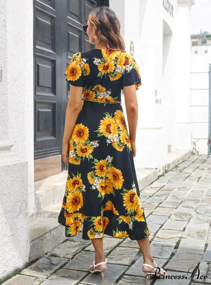 Patterned Flounce Bohemian Festive Dress - Image 4