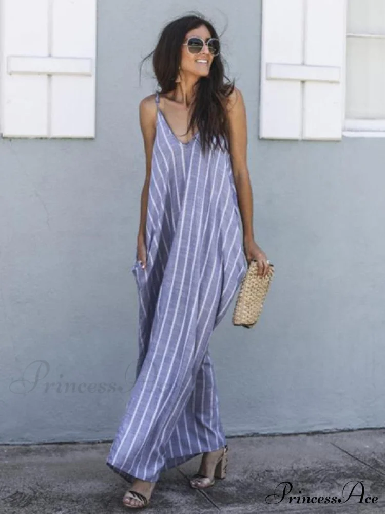 Backless Deep with Gown Lavender Spaghetti-Neck Full-Length Bohemia V-Neck - Image 2