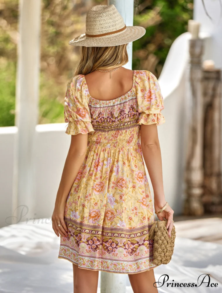 Boxy Patterned Warm-Season Bohemian Neckline Dress - Image 13