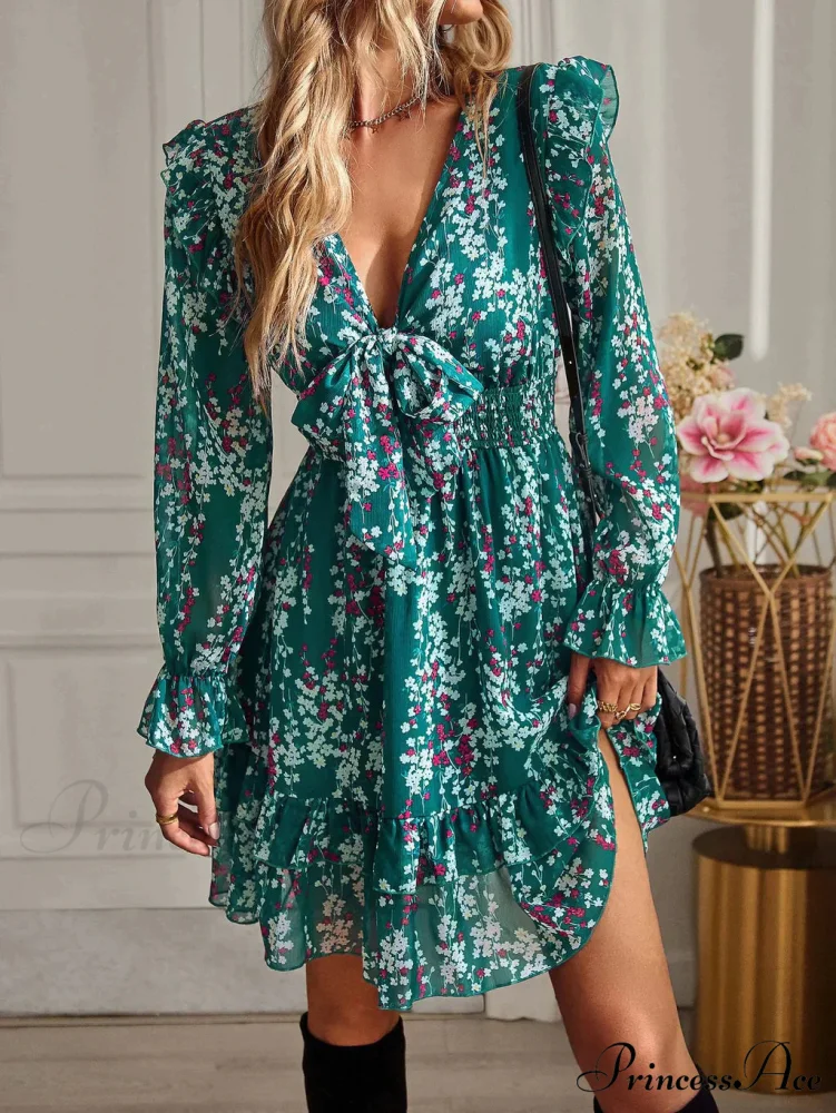 Long Sexy Arm Patterned Dress - Image 4