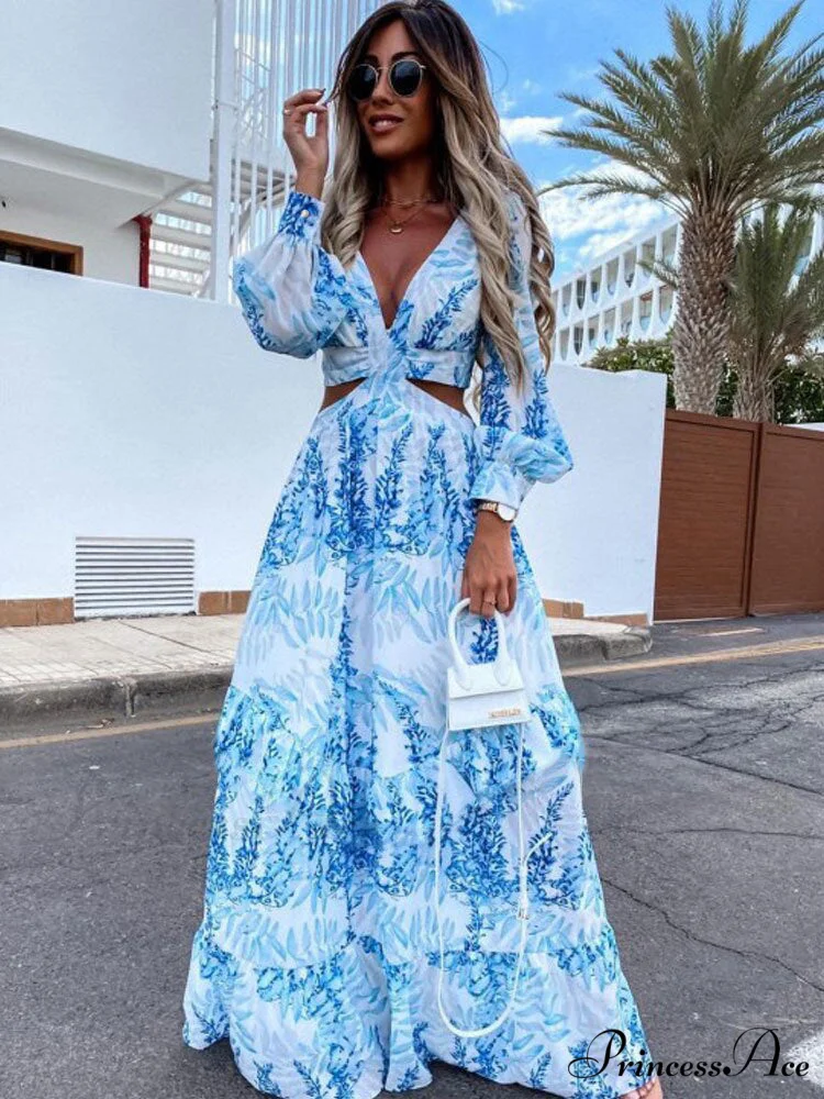 with Long Gown Bachelorette Design V-Neck Flowered Full-Length Sleeves - Image 2