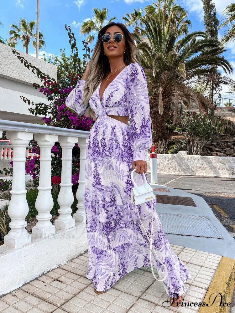 with Long Gown Bachelorette Design V-Neck Flowered Full-Length Sleeves - Image 4