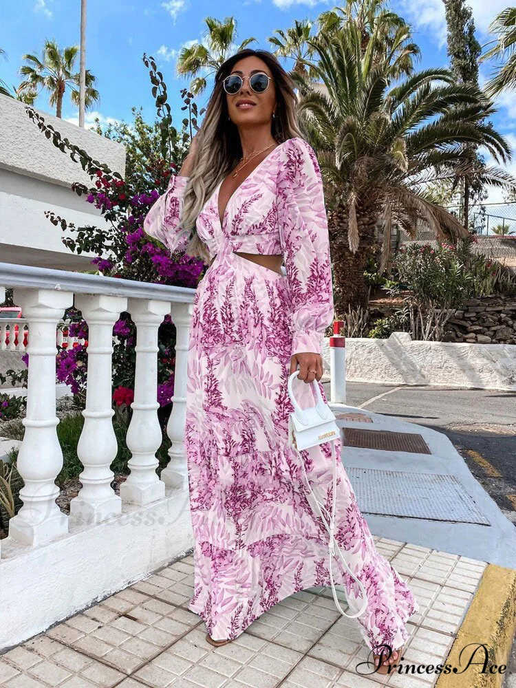 with Long Gown Bachelorette Design V-Neck Flowered Full-Length Sleeves - Image 5