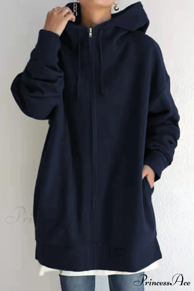Color Hoodie Zipper Solid - Mid-length - Image 11