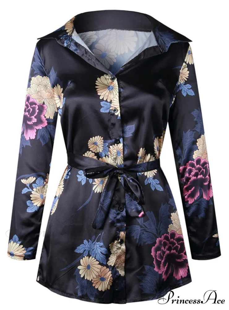 Flowered Gown Women Notched Long Sexy Warm-Season Design Arm Split - Image 11