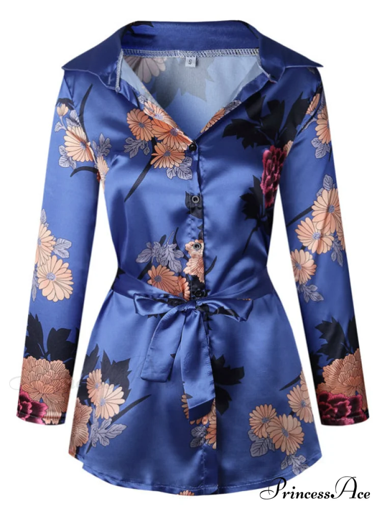 Flowered Gown Women Notched Long Sexy Warm-Season Design Arm Split - Image 12