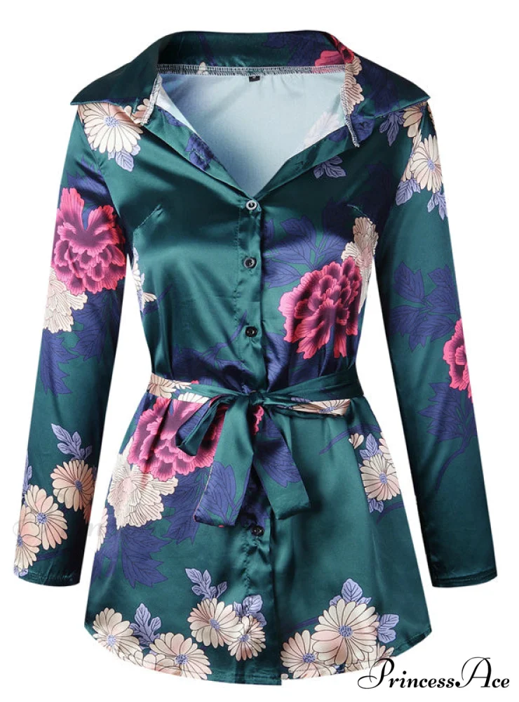 Flowered Gown Women Notched Long Sexy Warm-Season Design Arm Split - Image 4