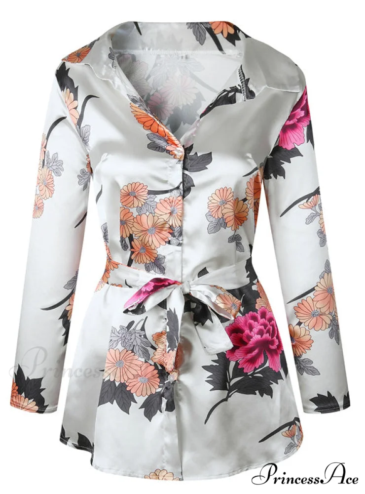 Flowered Gown Women Notched Long Sexy Warm-Season Design Arm Split - Image 6