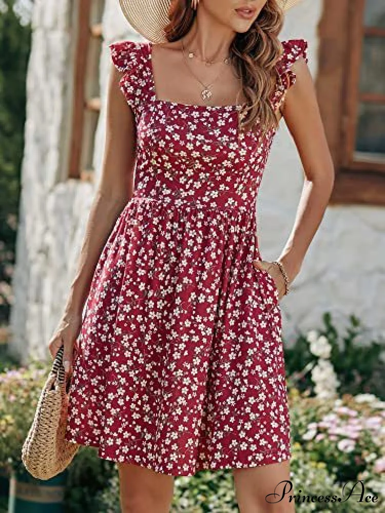 Warm-Season Gown Flowered Ruffle with and Design Trim - Image 2